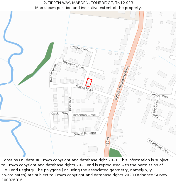2, TIPPEN WAY, MARDEN, TONBRIDGE, TN12 9FB: Location map and indicative extent of plot