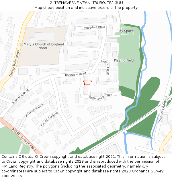 2, TREHAVERNE VEAN, TRURO, TR1 3UU: Location map and indicative extent of plot