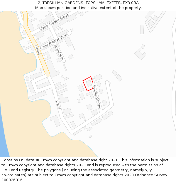 2, TRESILLIAN GARDENS, TOPSHAM, EXETER, EX3 0BA: Location map and indicative extent of plot