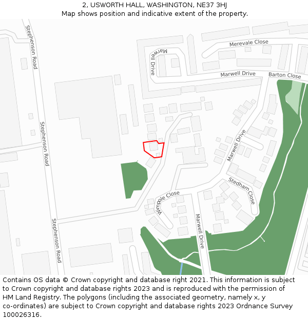 2, USWORTH HALL, WASHINGTON, NE37 3HJ: Location map and indicative extent of plot