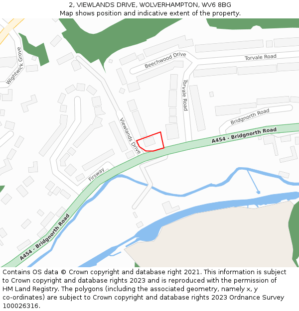 2, VIEWLANDS DRIVE, WOLVERHAMPTON, WV6 8BG: Location map and indicative extent of plot