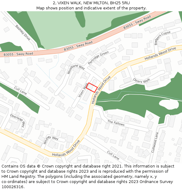 2, VIXEN WALK, NEW MILTON, BH25 5RU: Location map and indicative extent of plot
