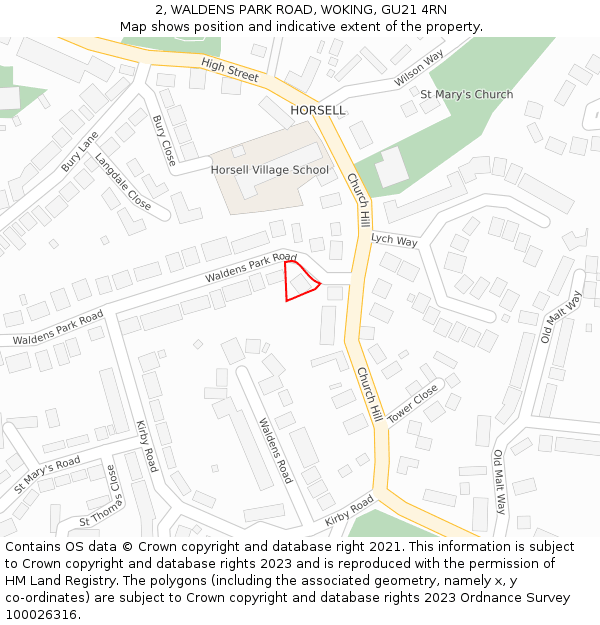 2, WALDENS PARK ROAD, WOKING, GU21 4RN: Location map and indicative extent of plot