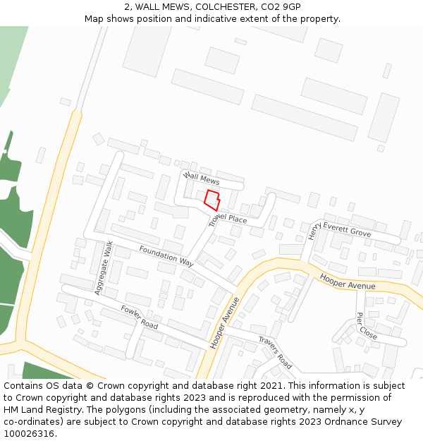 2, WALL MEWS, COLCHESTER, CO2 9GP: Location map and indicative extent of plot