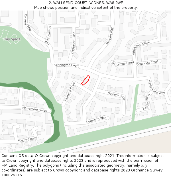 2, WALLSEND COURT, WIDNES, WA8 9WE: Location map and indicative extent of plot