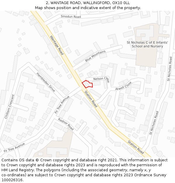 2, WANTAGE ROAD, WALLINGFORD, OX10 0LL: Location map and indicative extent of plot