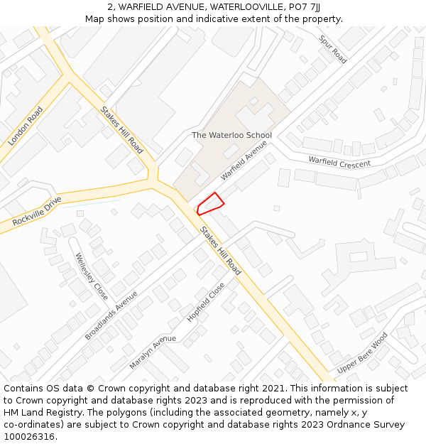 2, WARFIELD AVENUE, WATERLOOVILLE, PO7 7JJ: Location map and indicative extent of plot