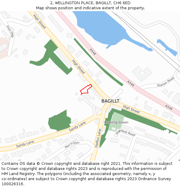 2, WELLINGTON PLACE, BAGILLT, CH6 6ED: Location map and indicative extent of plot