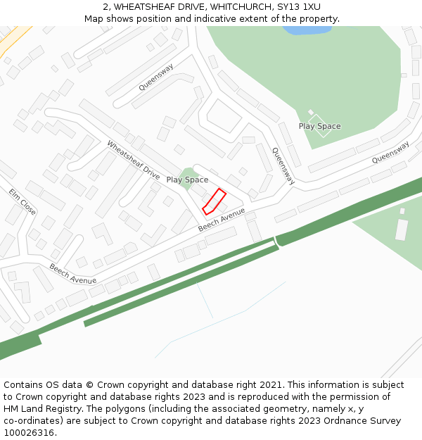 2, WHEATSHEAF DRIVE, WHITCHURCH, SY13 1XU: Location map and indicative extent of plot