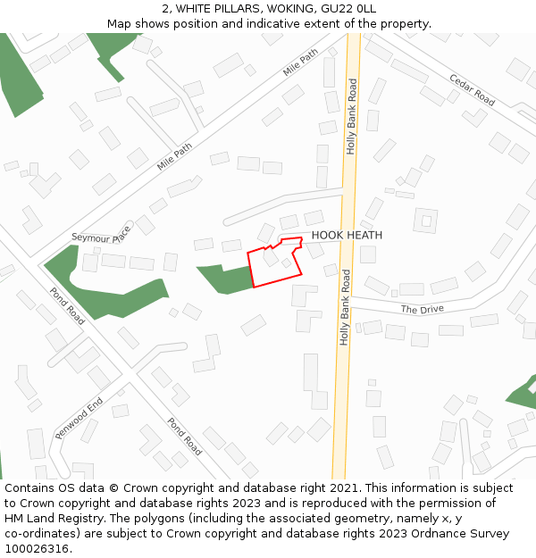 2, WHITE PILLARS, WOKING, GU22 0LL: Location map and indicative extent of plot