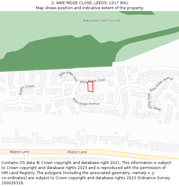 2, WIKE RIDGE CLOSE, LEEDS, LS17 9NU: Location map and indicative extent of plot
