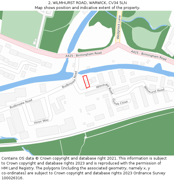 2, WILMHURST ROAD, WARWICK, CV34 5LN: Location map and indicative extent of plot