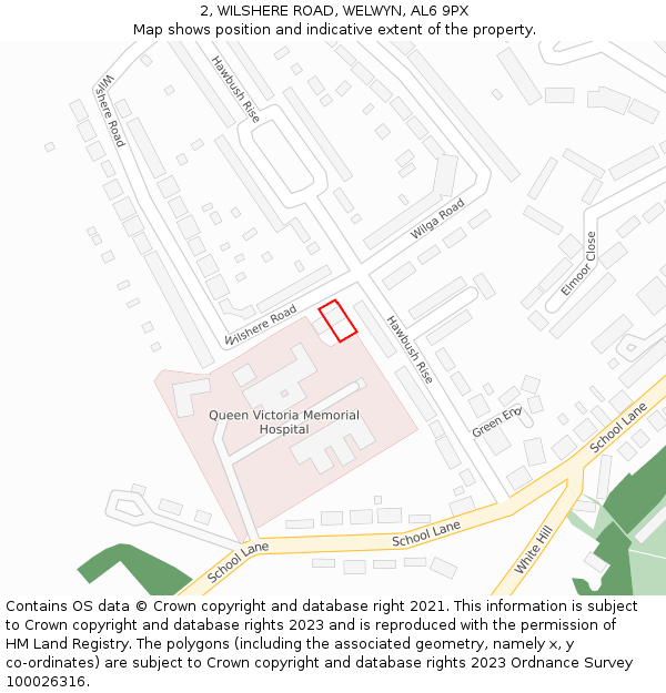 2, WILSHERE ROAD, WELWYN, AL6 9PX: Location map and indicative extent of plot