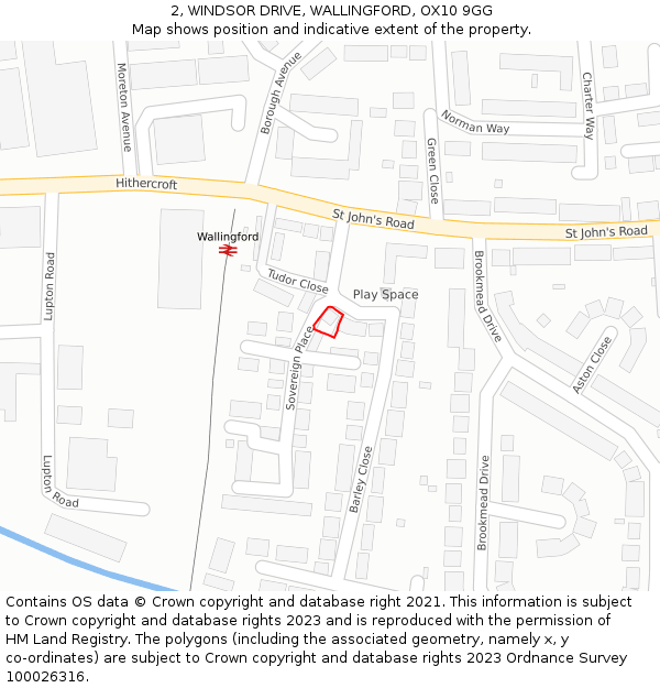 2, WINDSOR DRIVE, WALLINGFORD, OX10 9GG: Location map and indicative extent of plot