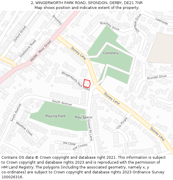 2, WINGERWORTH PARK ROAD, SPONDON, DERBY, DE21 7NR: Location map and indicative extent of plot