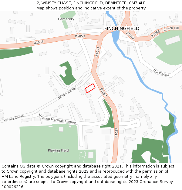 2, WINSEY CHASE, FINCHINGFIELD, BRAINTREE, CM7 4LR: Location map and indicative extent of plot