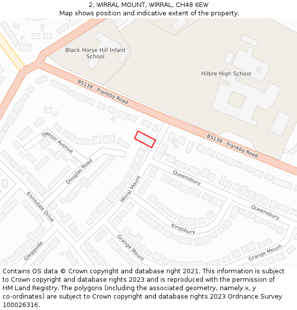 2, WIRRAL MOUNT, WIRRAL, CH48 6EW: Location map and indicative extent of plot