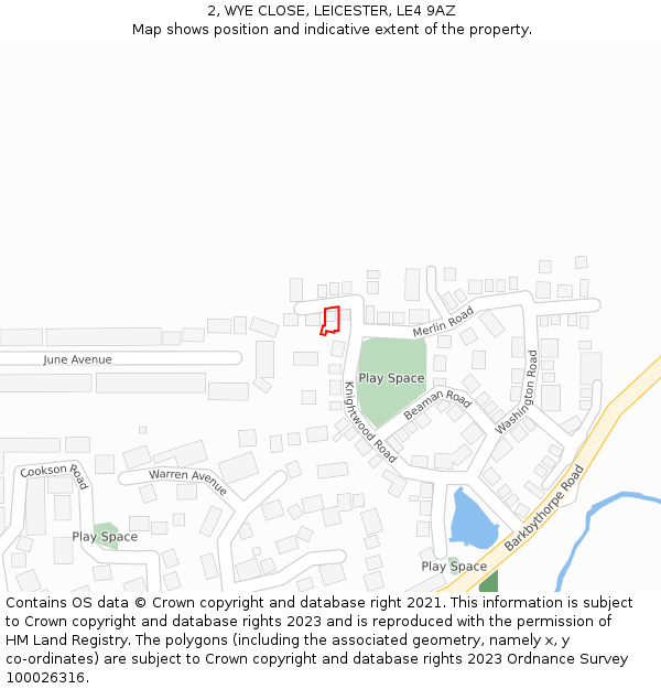 2, WYE CLOSE, LEICESTER, LE4 9AZ: Location map and indicative extent of plot