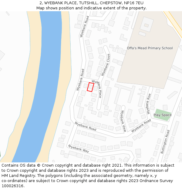 2, WYEBANK PLACE, TUTSHILL, CHEPSTOW, NP16 7EU: Location map and indicative extent of plot