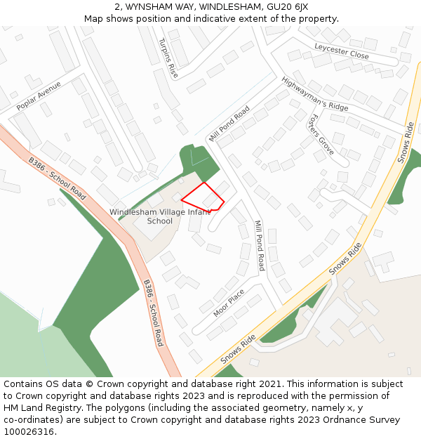 2, WYNSHAM WAY, WINDLESHAM, GU20 6JX: Location map and indicative extent of plot