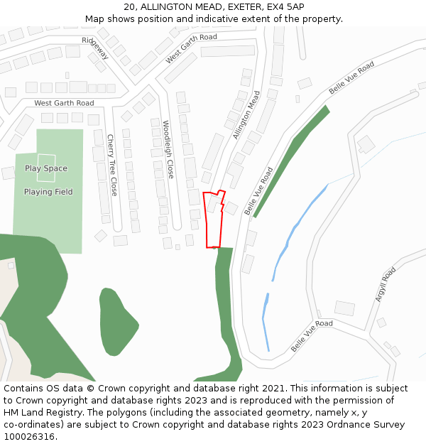 20, ALLINGTON MEAD, EXETER, EX4 5AP: Location map and indicative extent of plot