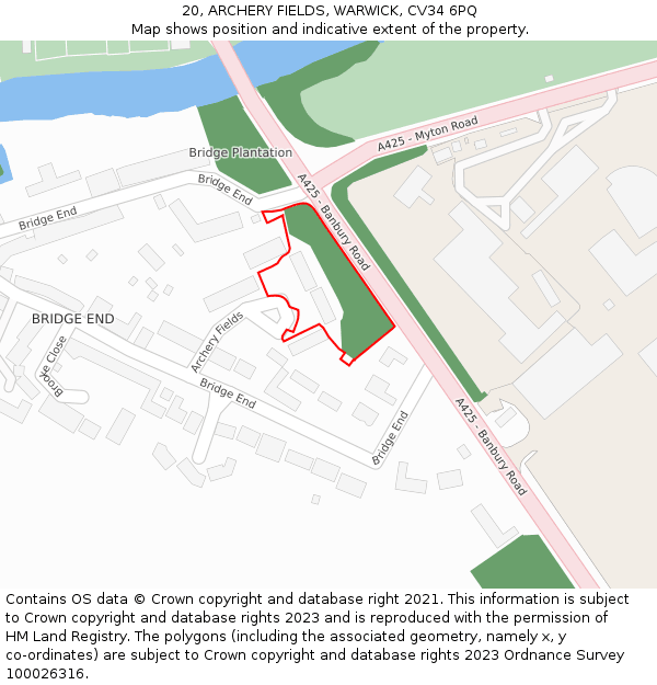 20, ARCHERY FIELDS, WARWICK, CV34 6PQ: Location map and indicative extent of plot