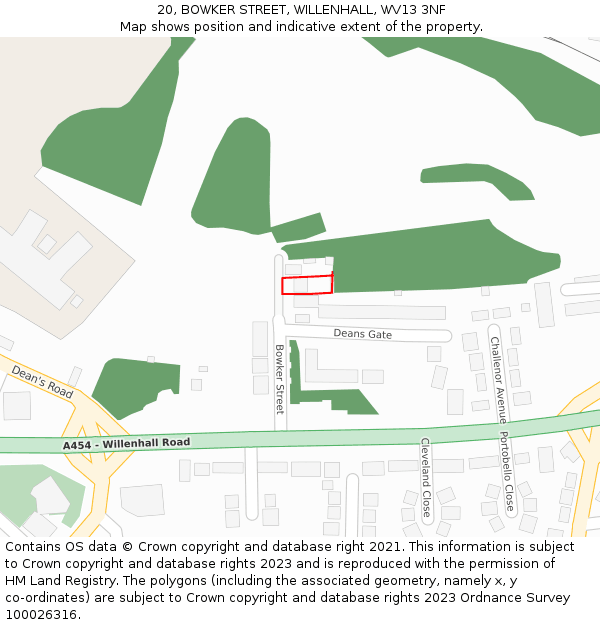 20, BOWKER STREET, WILLENHALL, WV13 3NF: Location map and indicative extent of plot