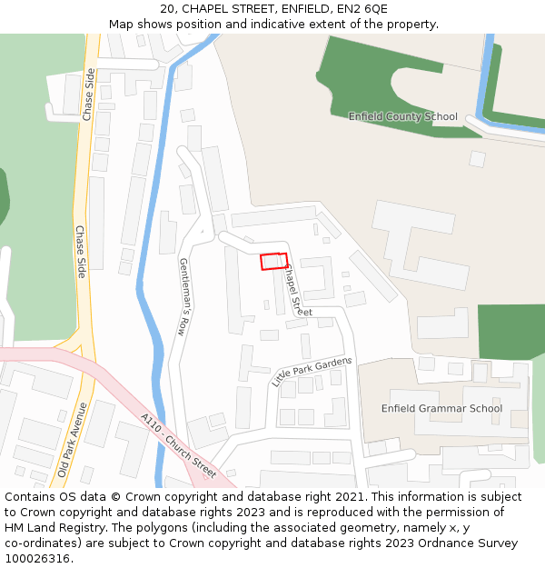 20, CHAPEL STREET, ENFIELD, EN2 6QE: Location map and indicative extent of plot