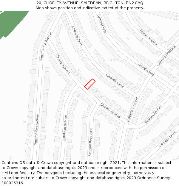 20, CHORLEY AVENUE, SALTDEAN, BRIGHTON, BN2 8AQ: Location map and indicative extent of plot