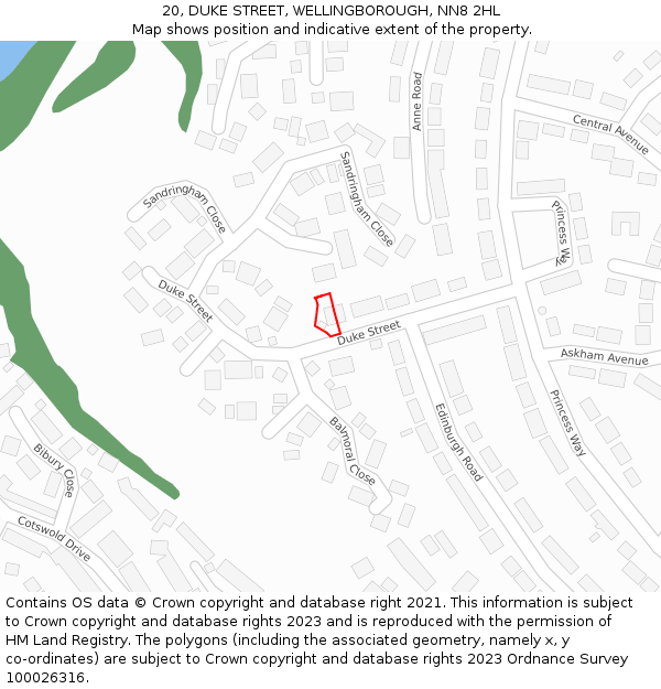 20, DUKE STREET, WELLINGBOROUGH, NN8 2HL: Location map and indicative extent of plot