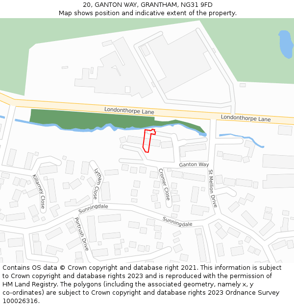 20, GANTON WAY, GRANTHAM, NG31 9FD: Location map and indicative extent of plot