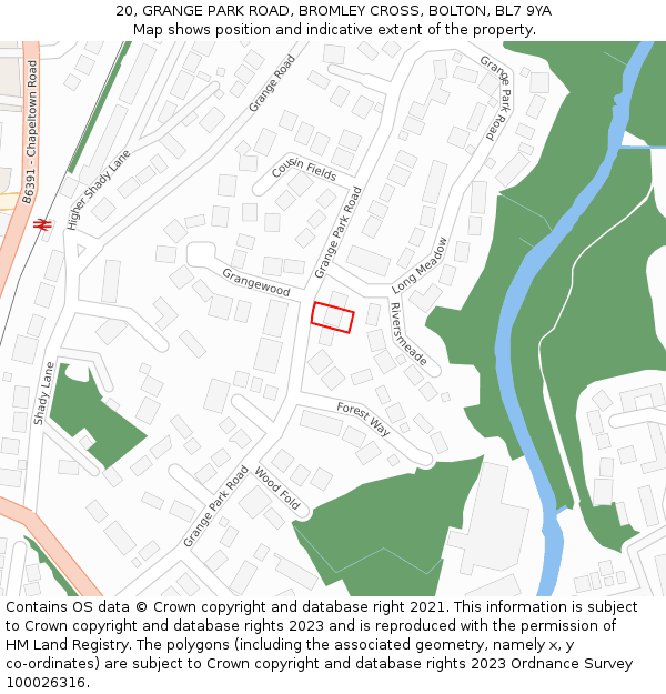 20, GRANGE PARK ROAD, BROMLEY CROSS, BOLTON, BL7 9YA: Location map and indicative extent of plot