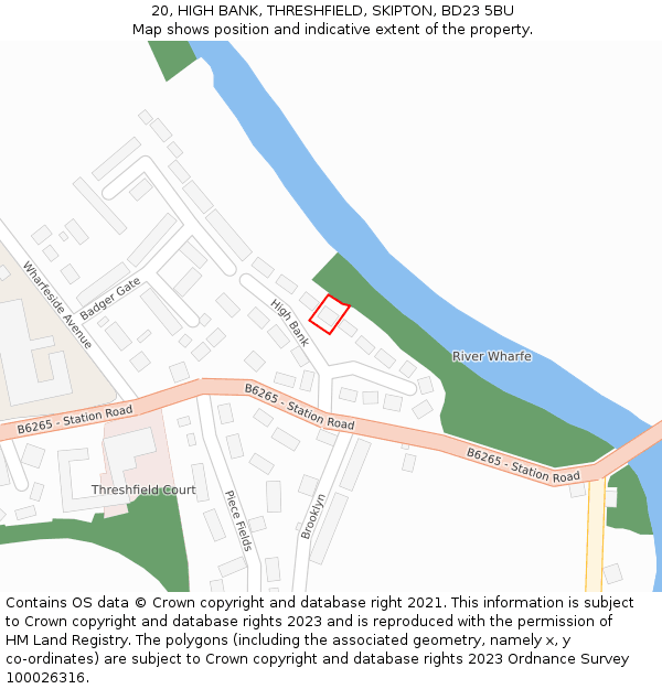 20, HIGH BANK, THRESHFIELD, SKIPTON, BD23 5BU: Location map and indicative extent of plot
