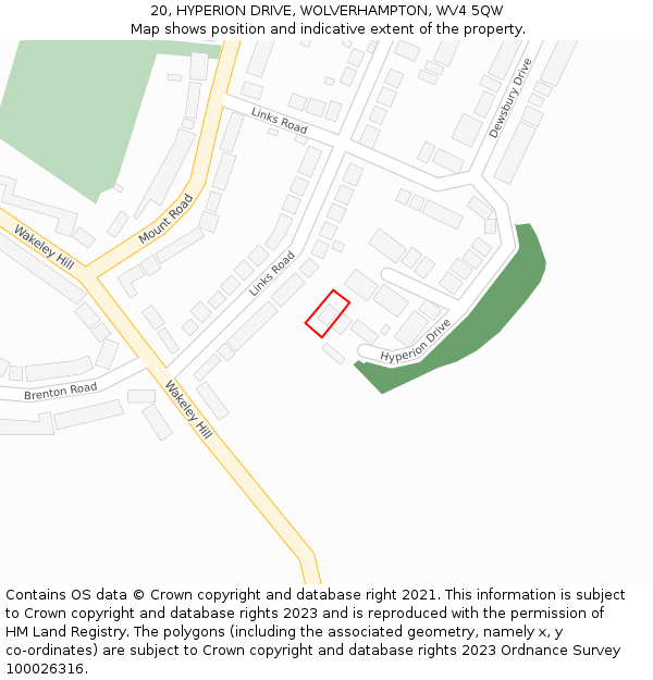 20, HYPERION DRIVE, WOLVERHAMPTON, WV4 5QW: Location map and indicative extent of plot