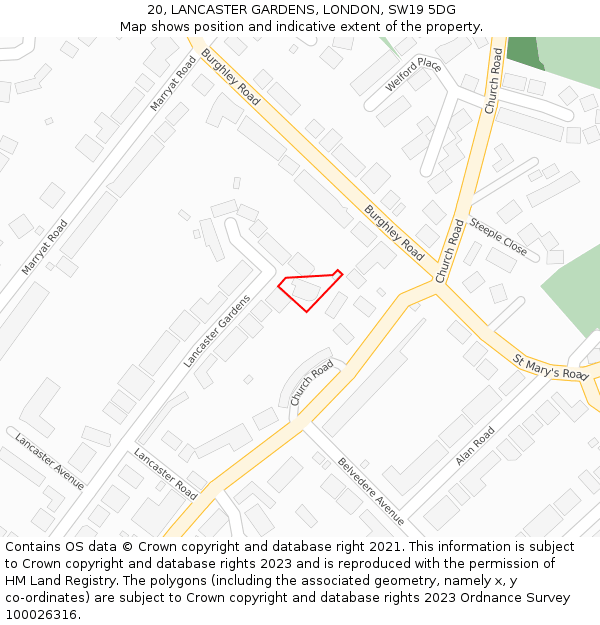20, LANCASTER GARDENS, LONDON, SW19 5DG: Location map and indicative extent of plot