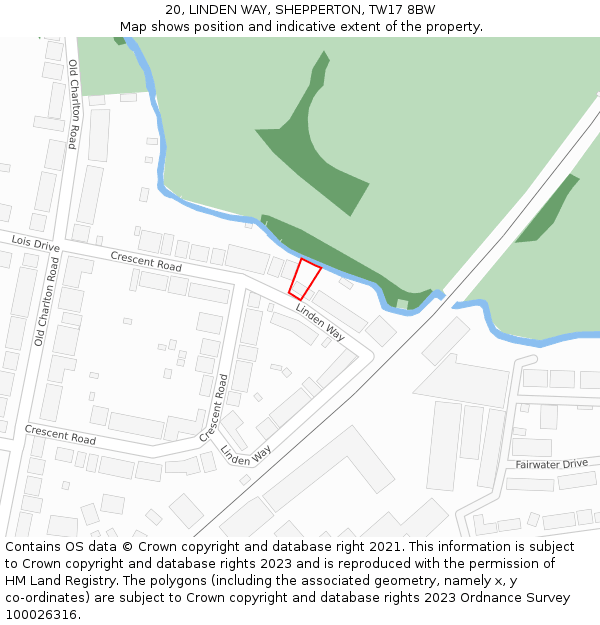 20, LINDEN WAY, SHEPPERTON, TW17 8BW: Location map and indicative extent of plot