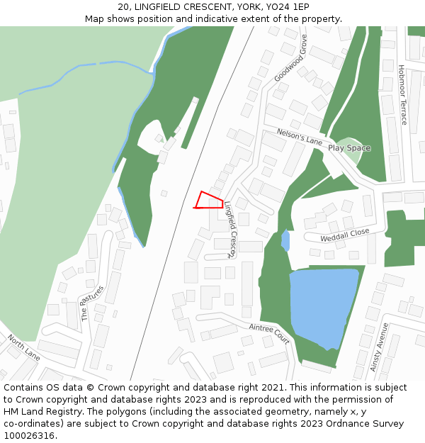 20, LINGFIELD CRESCENT, YORK, YO24 1EP: Location map and indicative extent of plot