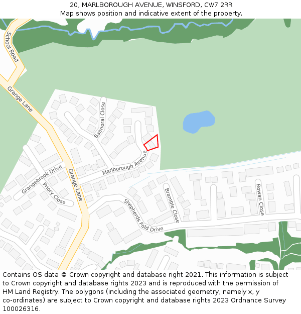20, MARLBOROUGH AVENUE, WINSFORD, CW7 2RR: Location map and indicative extent of plot