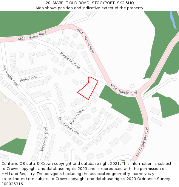 20, MARPLE OLD ROAD, STOCKPORT, SK2 5HQ: Location map and indicative extent of plot