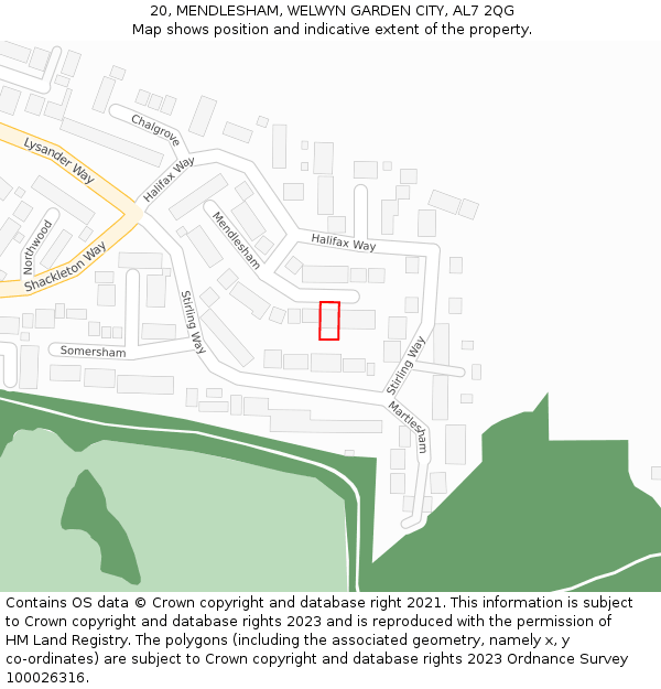 20, MENDLESHAM, WELWYN GARDEN CITY, AL7 2QG: Location map and indicative extent of plot