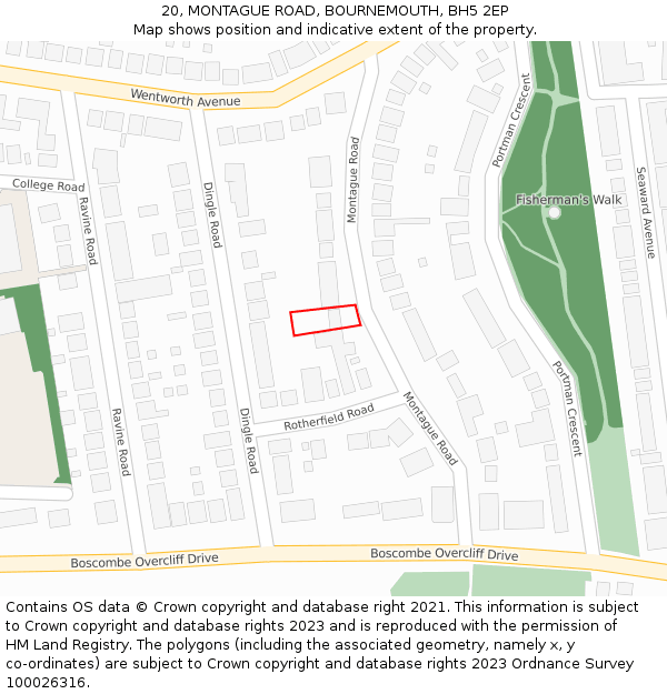 20, MONTAGUE ROAD, BOURNEMOUTH, BH5 2EP: Location map and indicative extent of plot