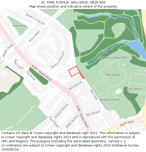 20, PARK AVENUE, WALLSEND, NE28 8DE: Location map and indicative extent of plot
