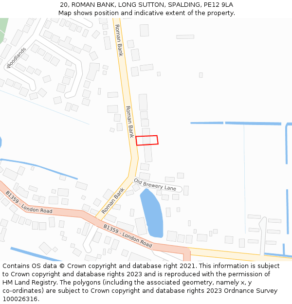 20, ROMAN BANK, LONG SUTTON, SPALDING, PE12 9LA: Location map and indicative extent of plot