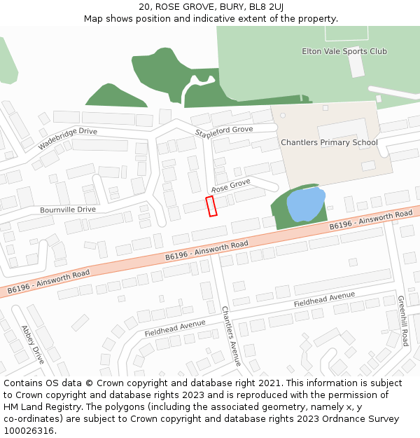 20, ROSE GROVE, BURY, BL8 2UJ: Location map and indicative extent of plot