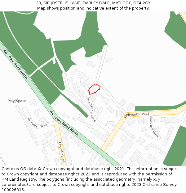 20, SIR JOSEPHS LANE, DARLEY DALE, MATLOCK, DE4 2GY: Location map and indicative extent of plot