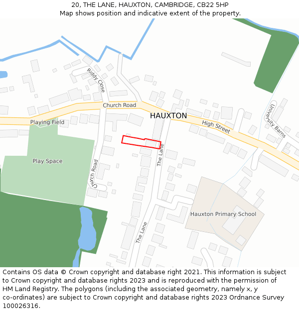 20, THE LANE, HAUXTON, CAMBRIDGE, CB22 5HP: Location map and indicative extent of plot