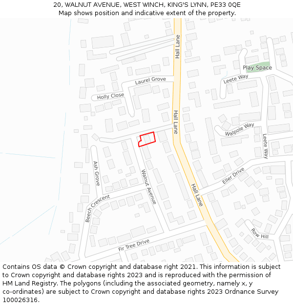 20, WALNUT AVENUE, WEST WINCH, KING'S LYNN, PE33 0QE: Location map and indicative extent of plot