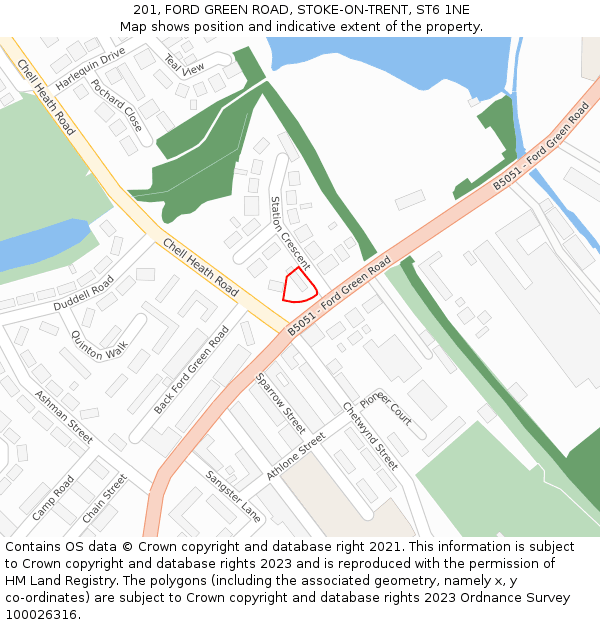 201, FORD GREEN ROAD, STOKE-ON-TRENT, ST6 1NE: Location map and indicative extent of plot