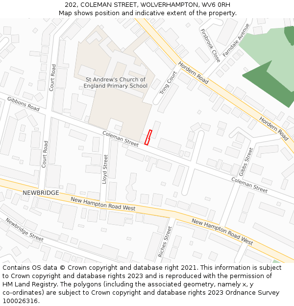 202, COLEMAN STREET, WOLVERHAMPTON, WV6 0RH: Location map and indicative extent of plot