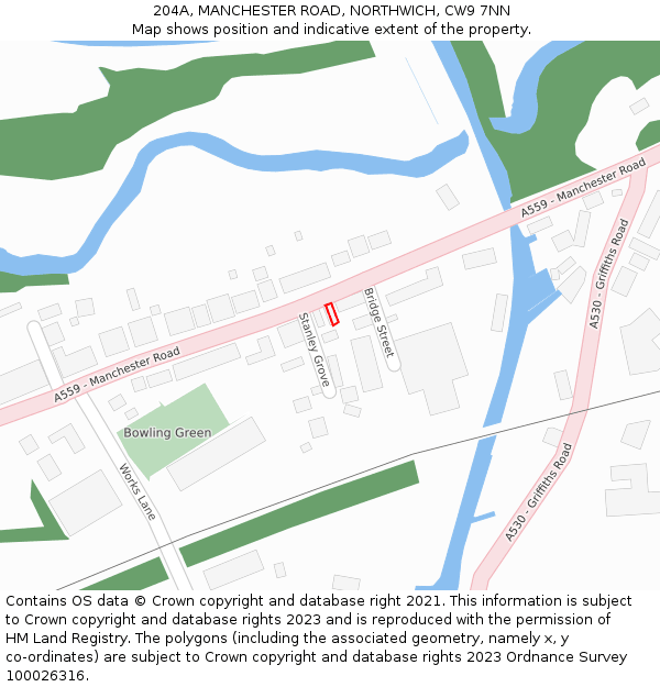 204A, MANCHESTER ROAD, NORTHWICH, CW9 7NN: Location map and indicative extent of plot